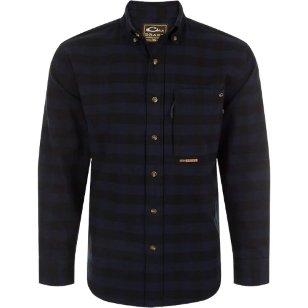 Drake Waterfowl Autumn Brushed Twill Buffalo Plaid Shirt Mens 2XL Navy NWT